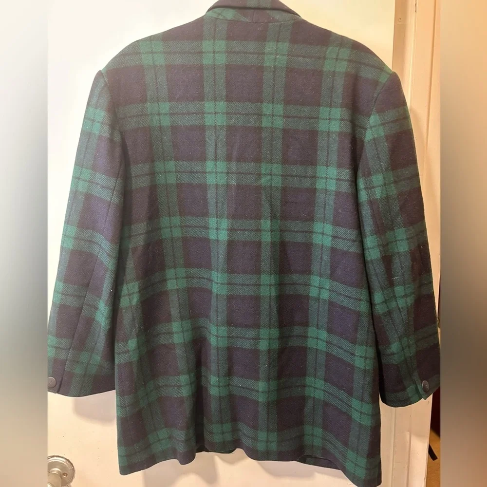Vintage DonnyBrook Tartan Plaid Wool Green Navy Blazer Jacket Academia Preppy 12